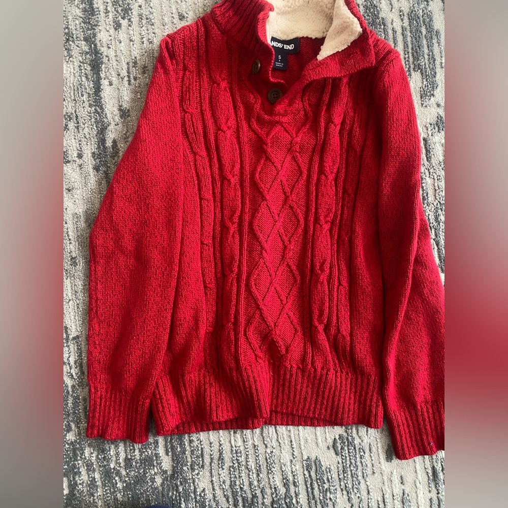 Lands end fuzzy Neck Sweater